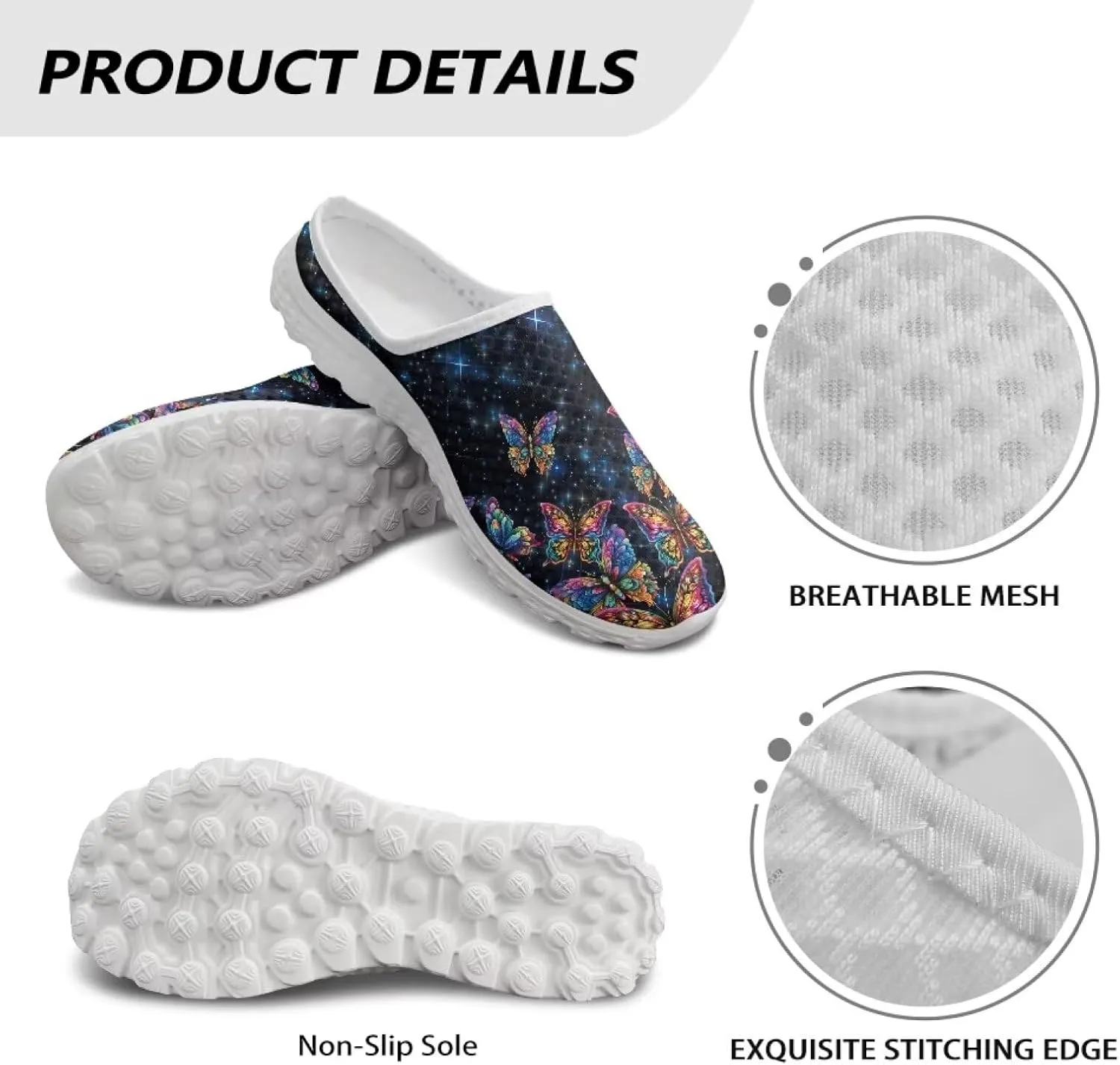 GOSTONG Mules for Women Slip-On Lightweight Open Back Casual Slippers Mesh Breathable Non Slip Walking Shoes for Home Work Size 6-13.5