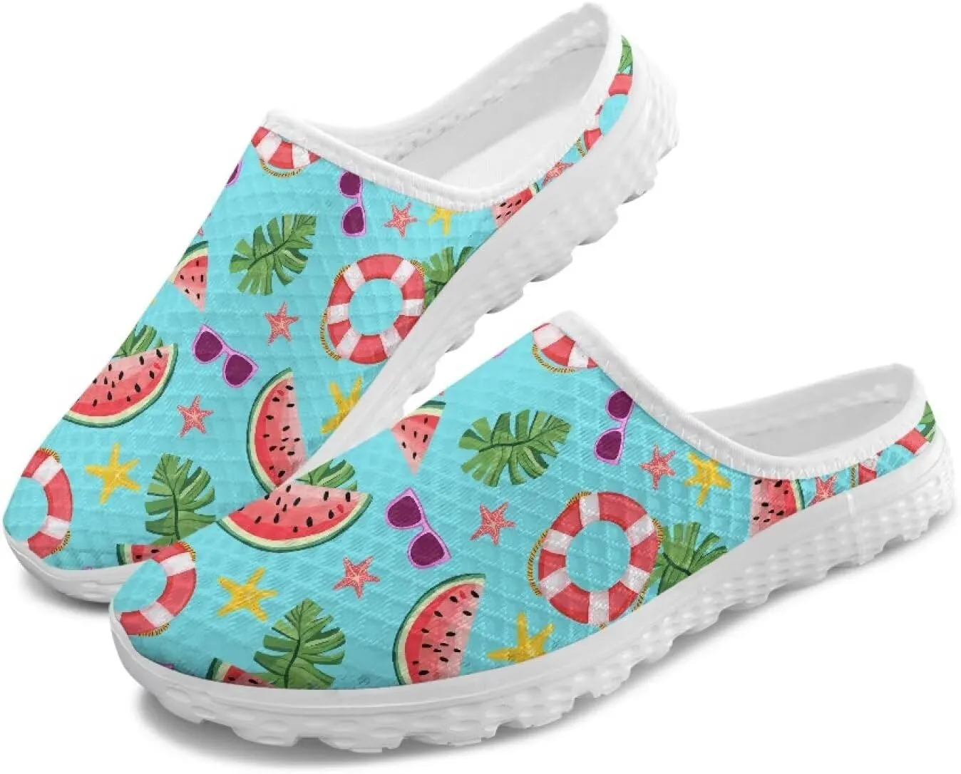 GOSTONG Mules for Women Slip-On Lightweight Open Back Casual Slippers Mesh Breathable Non Slip Walking Shoes for Home Work Size 6-13.5