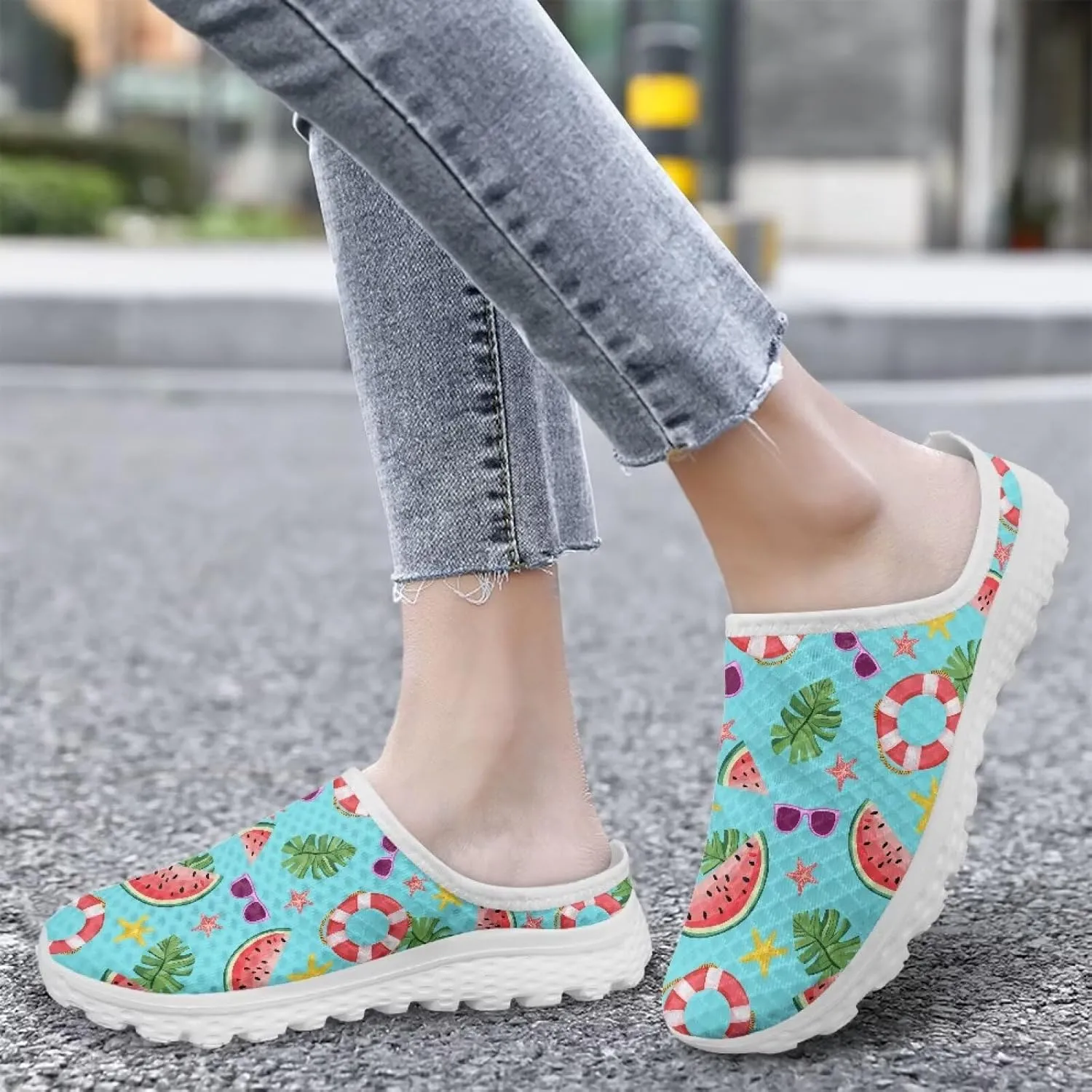 GOSTONG Mules for Women Slip-On Lightweight Open Back Casual Slippers Mesh Breathable Non Slip Walking Shoes for Home Work Size 6-13.5