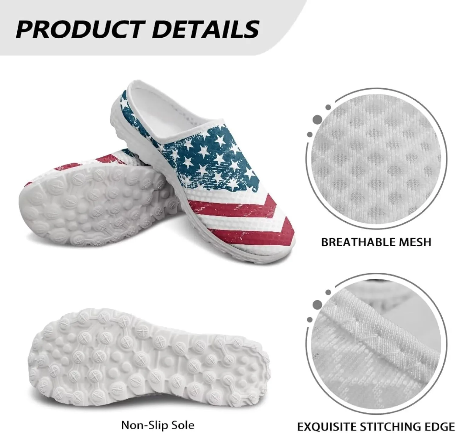 GOSTONG Mules for Women Slip-On Lightweight Open Back Casual Slippers Mesh Breathable Non Slip Walking Shoes for Home Work Size 6-13.5