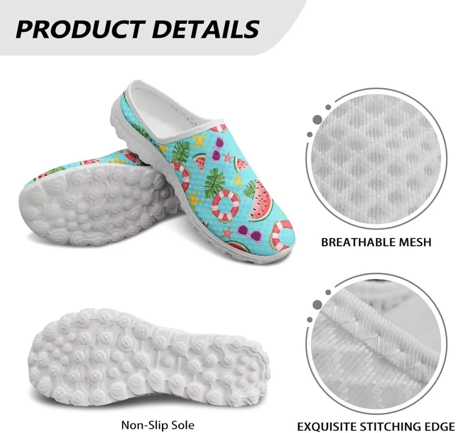 GOSTONG Mules for Women Slip-On Lightweight Open Back Casual Slippers Mesh Breathable Non Slip Walking Shoes for Home Work Size 6-13.5