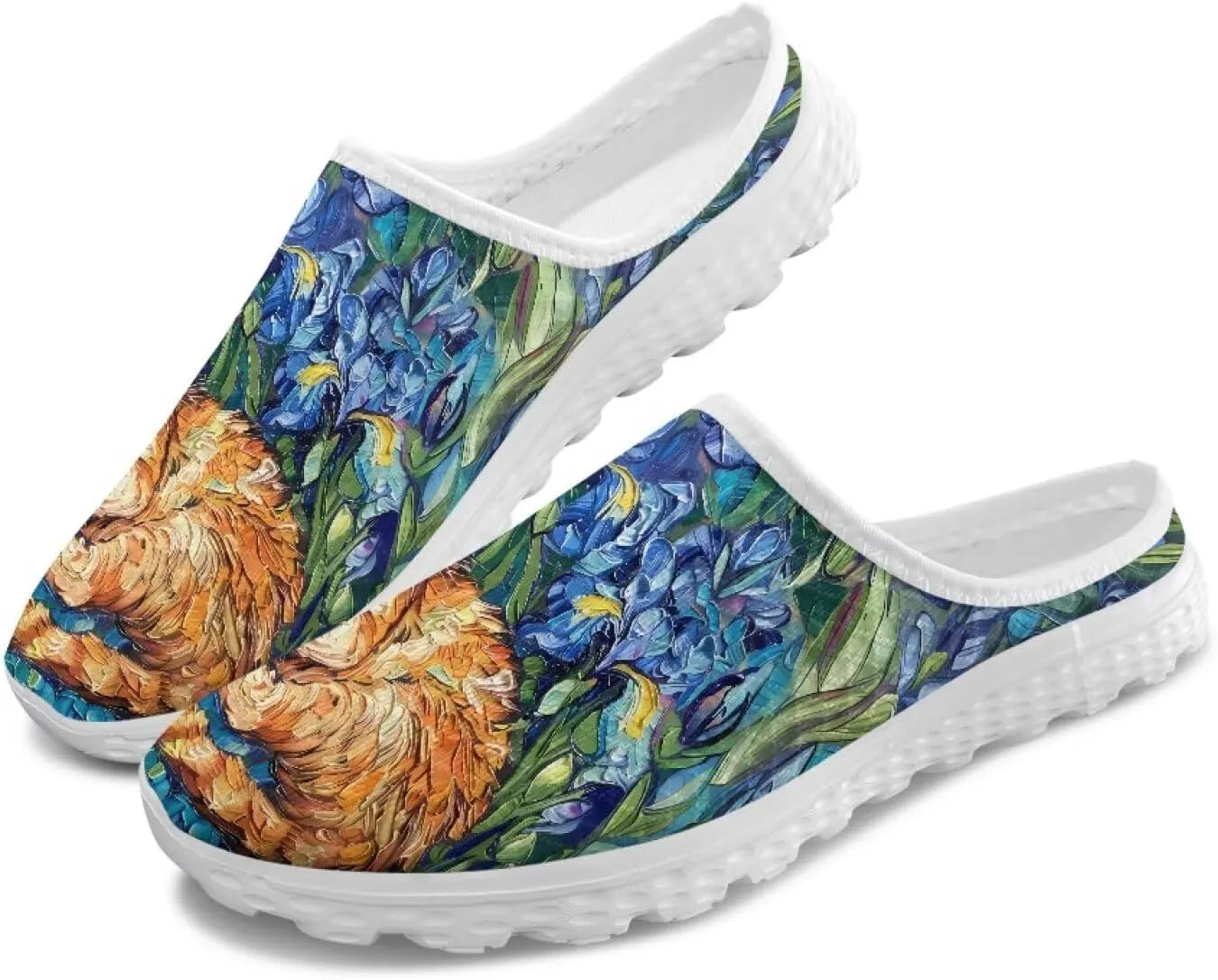 GOSTONG Mules for Women Slip-On Lightweight Open Back Casual Slippers Mesh Breathable Non Slip Walking Shoes for Home Work Size 6-13.5