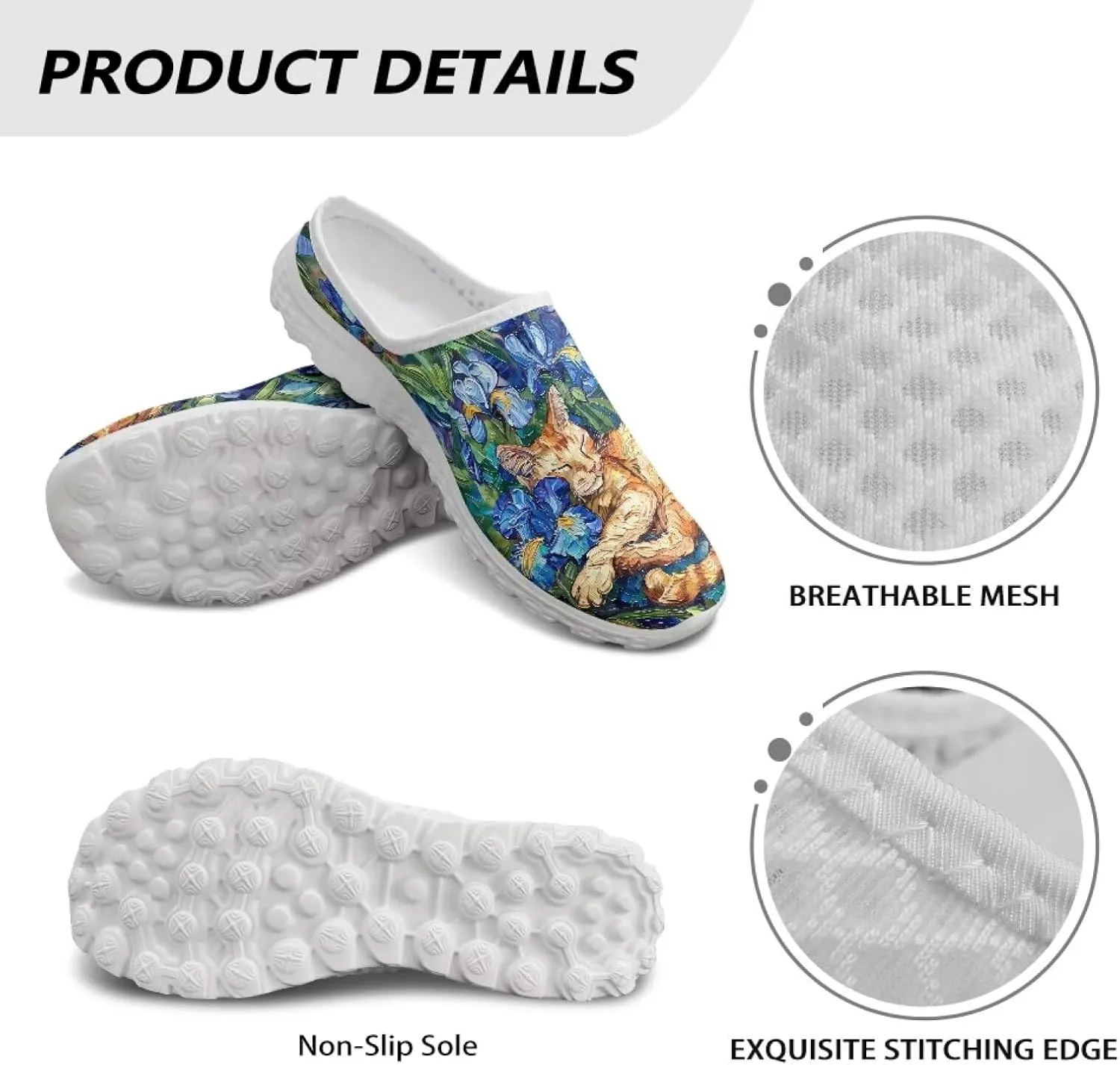 GOSTONG Mules for Women Slip-On Lightweight Open Back Casual Slippers Mesh Breathable Non Slip Walking Shoes for Home Work Size 6-13.5