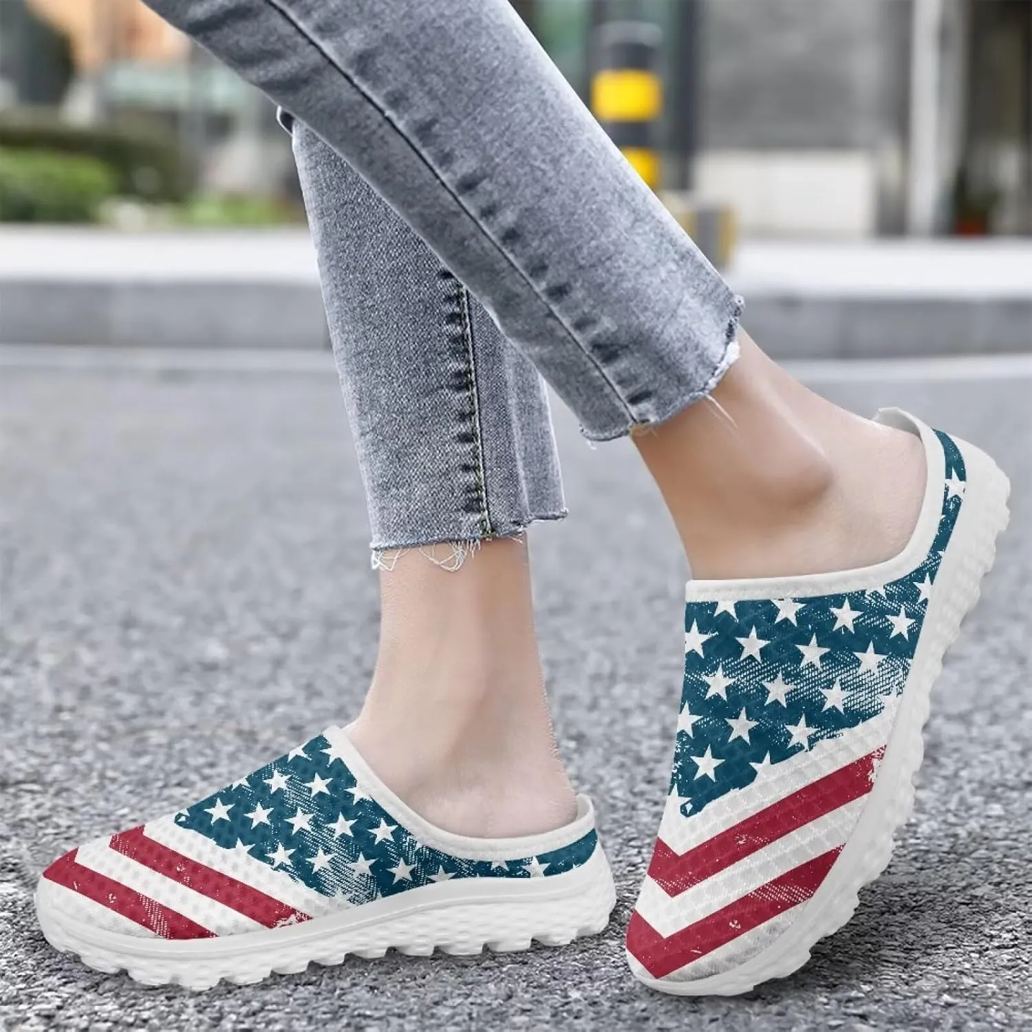 GOSTONG Mules for Women Slip-On Lightweight Open Back Casual Slippers Mesh Breathable Non Slip Walking Shoes for Home Work Size 6-13.5