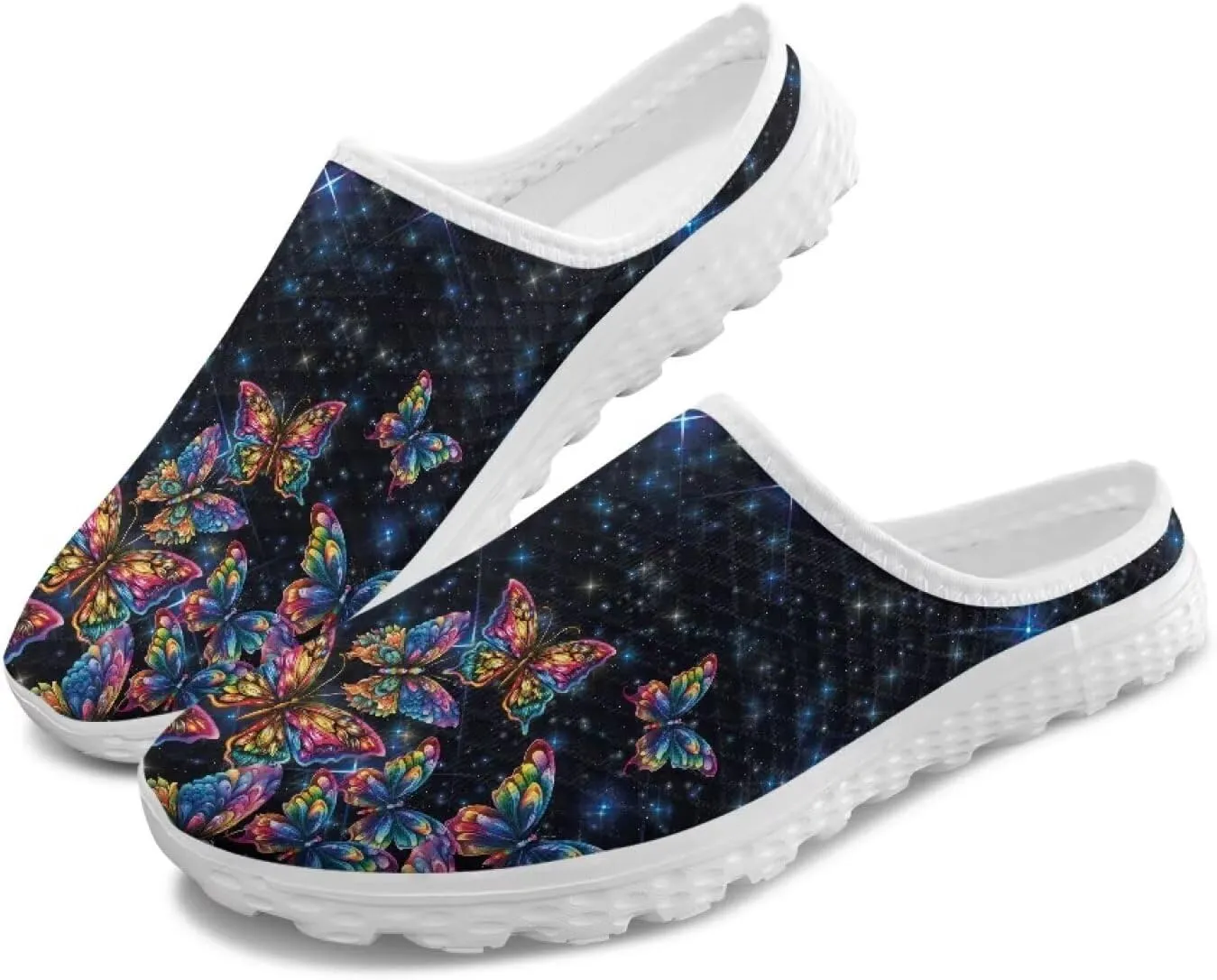 GOSTONG Mules for Women Slip-On Lightweight Open Back Casual Slippers Mesh Breathable Non Slip Walking Shoes for Home Work Size 6-13.5