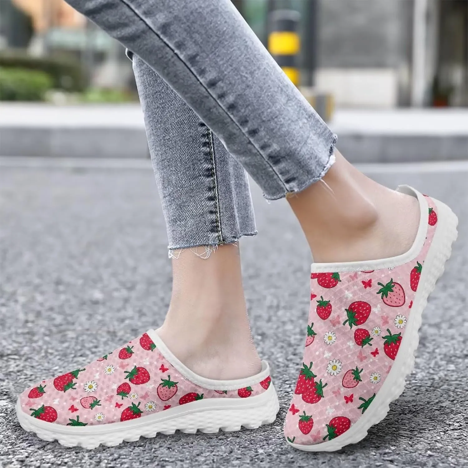GOSTONG Mules for Women Slip-On Lightweight Open Back Casual Slippers Mesh Breathable Non Slip Walking Shoes for Home Work Size 6-13.5