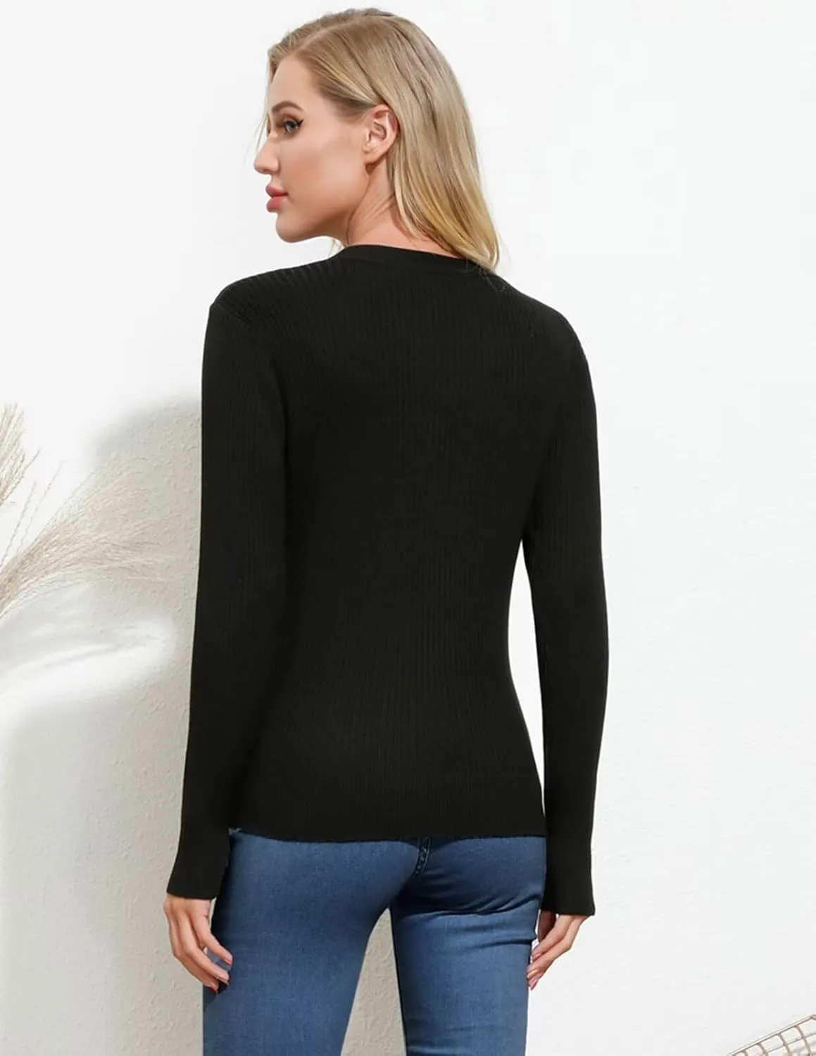 GRACE KARIN Women's Button Up V Neck Long Sleeve Soft Basic Knit Cardigan Sweater