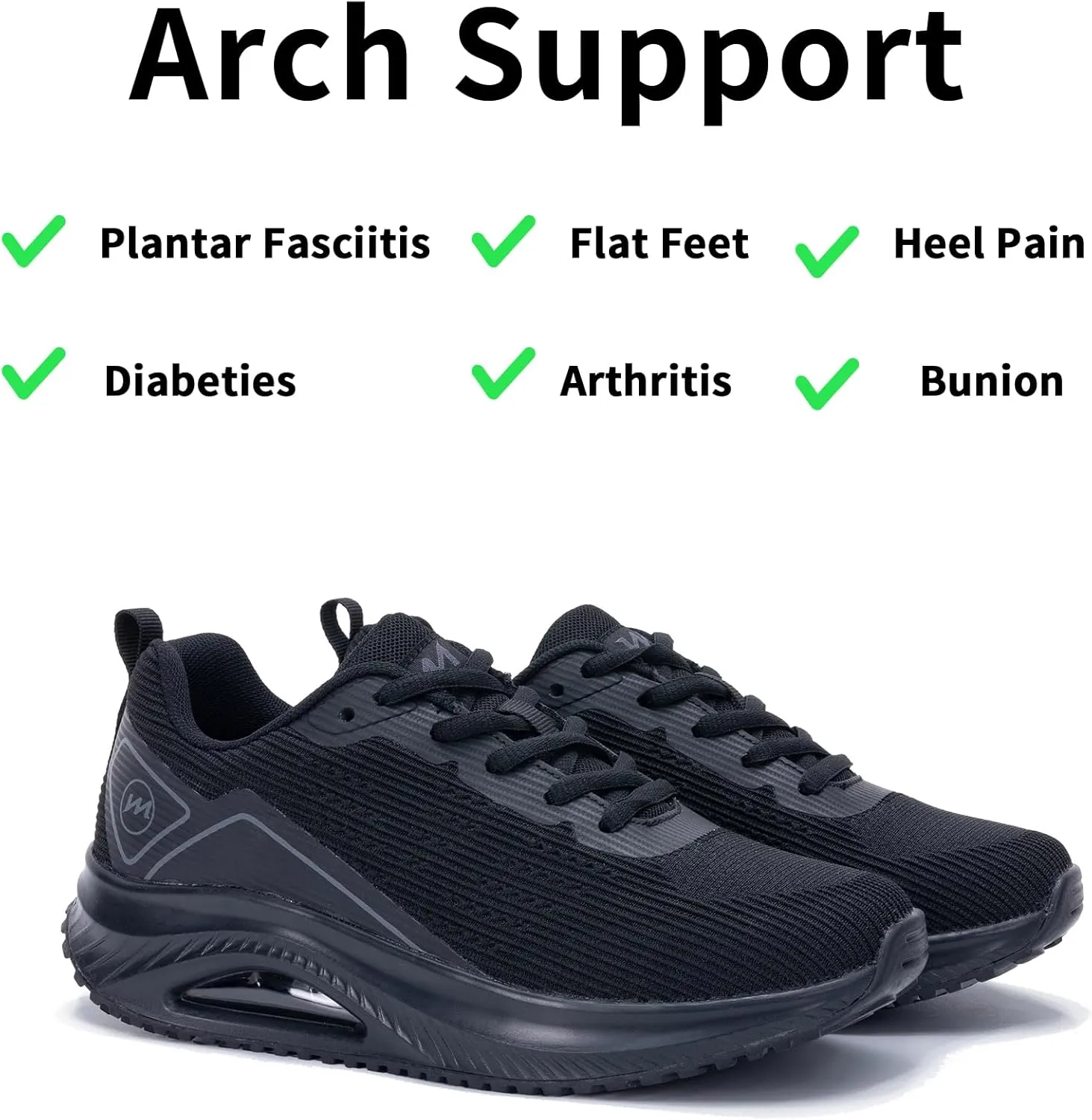 Gyeice Women's Walking Shoes Arch Support Orthotic Breathable Tennis Sneakers for Plantar Fasciitis Pain Relief US 5.5-11