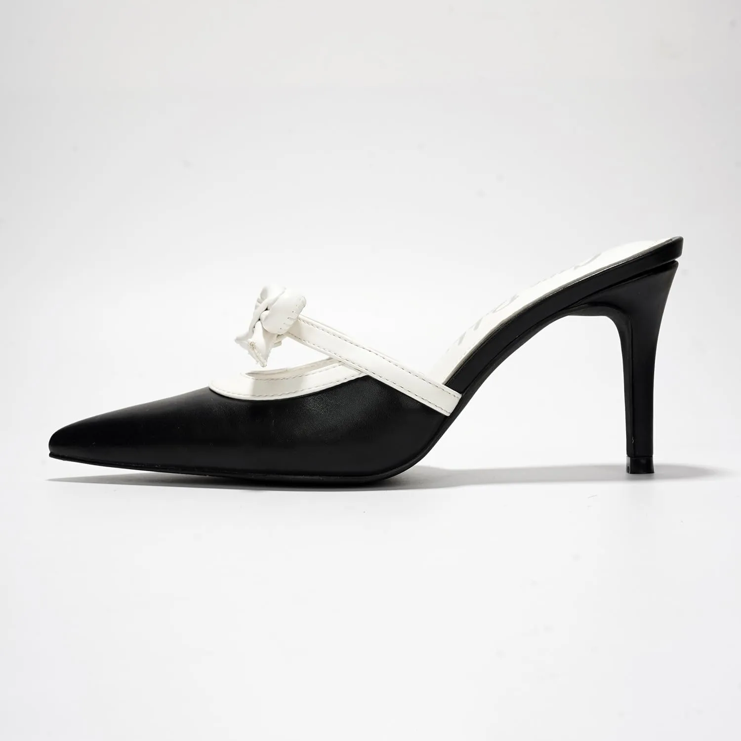 Hanny Elegant Bow Kitten Heels - Classy Women's Mules
