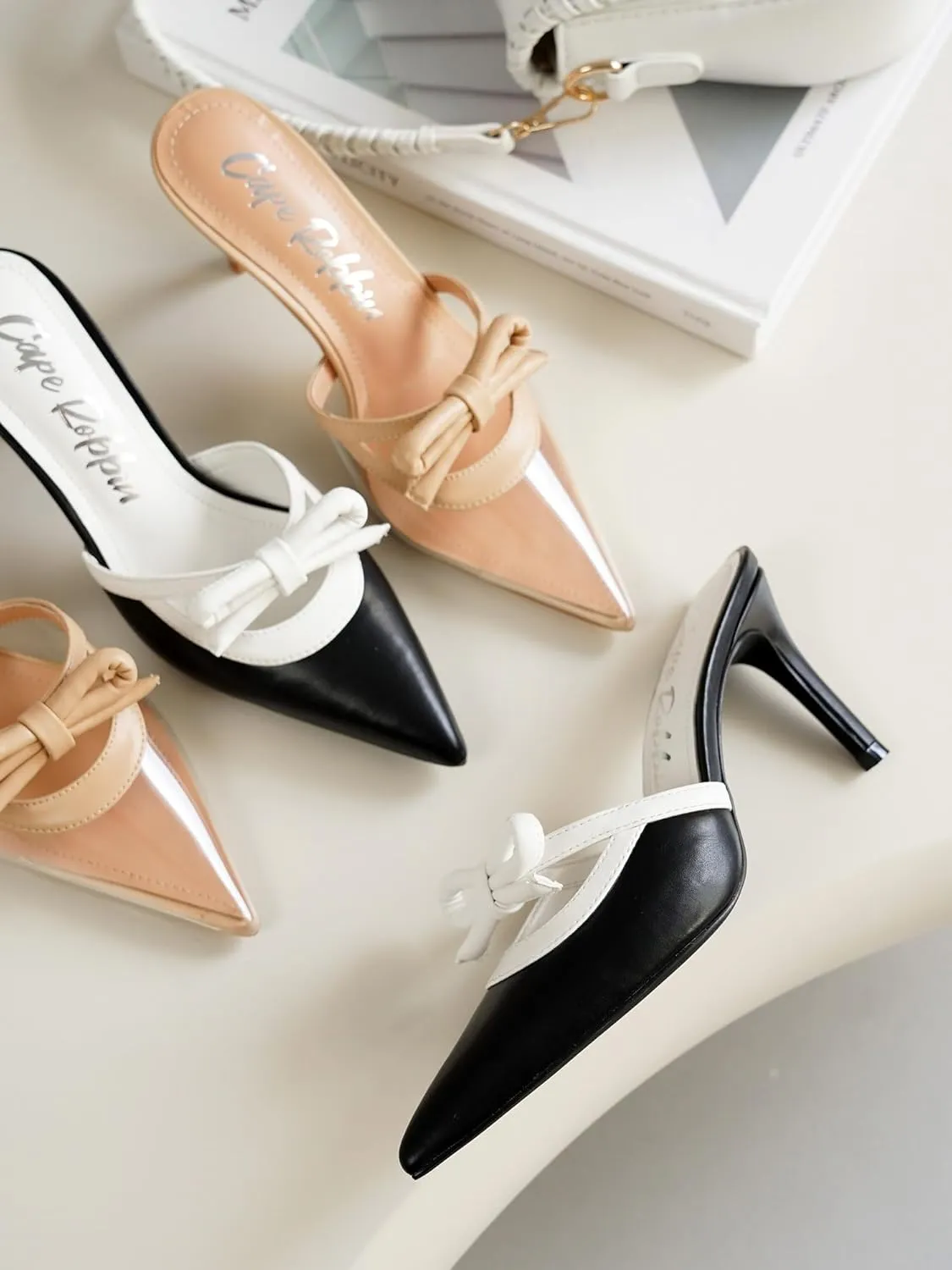Hanny Elegant Bow Kitten Heels - Classy Women's Mules