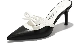 Hanny Elegant Bow Kitten Heels - Classy Women's Mules