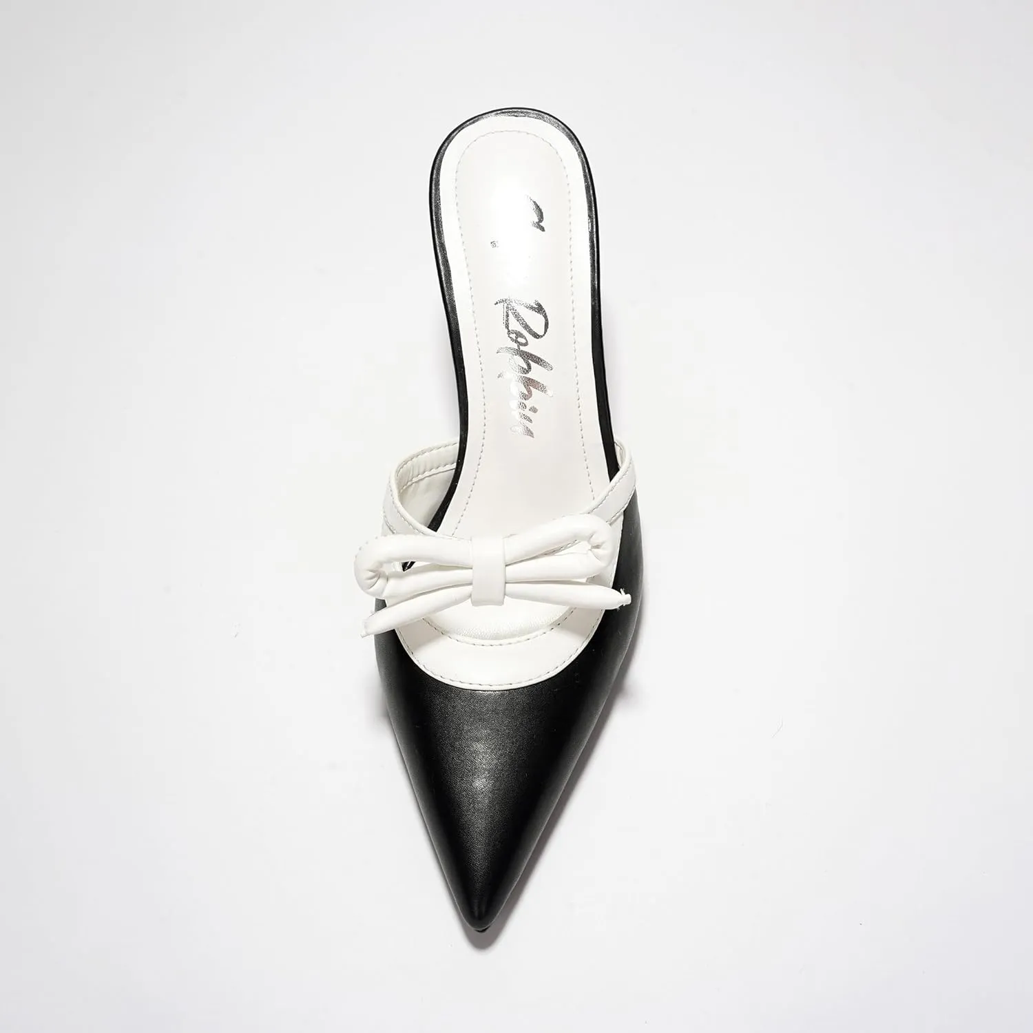 Hanny Elegant Bow Kitten Heels - Classy Women's Mules