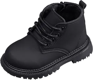 Happy Cherry Baby Work Boots Autumn Fashion Leather Lace-Up Boots Soft Flat Ankle Snow Boots