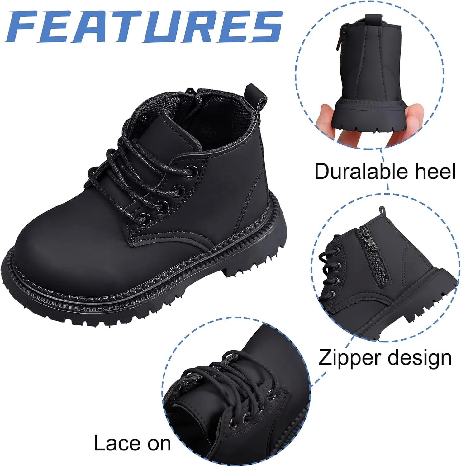 Happy Cherry Baby Work Boots Autumn Fashion Leather Lace-Up Boots Soft Flat Ankle Snow Boots