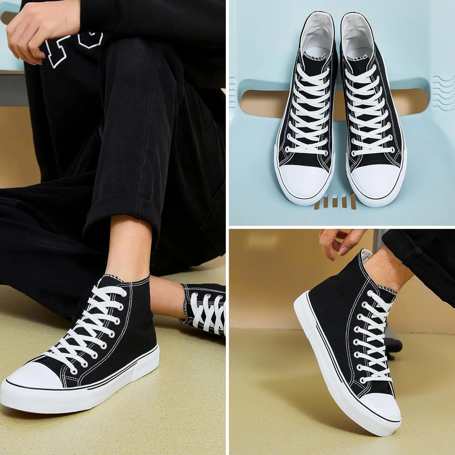 hash bubbie Unisex Fashion High top Sneakers Womens Classic High Tops Canvas Shoes Casual Tennis Shoes for Men