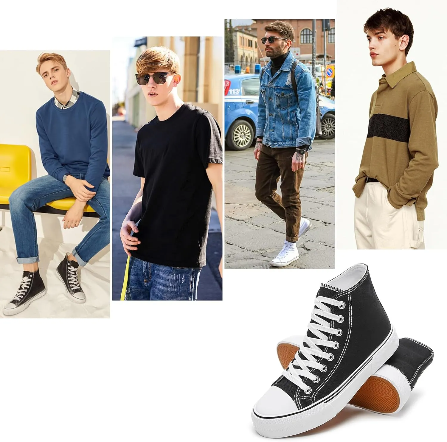 hash bubbie Unisex Fashion High top Sneakers Womens Classic High Tops Canvas Shoes Casual Tennis Shoes for Men