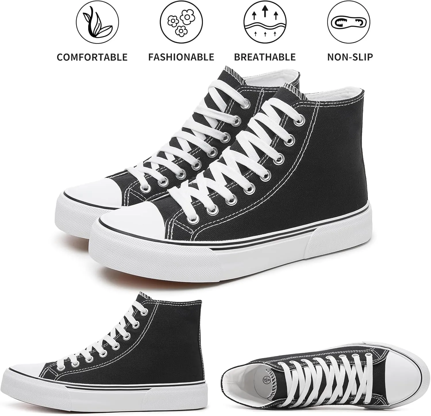 hash bubbie Unisex Fashion High top Sneakers Womens Classic High Tops Canvas Shoes Casual Tennis Shoes for Men