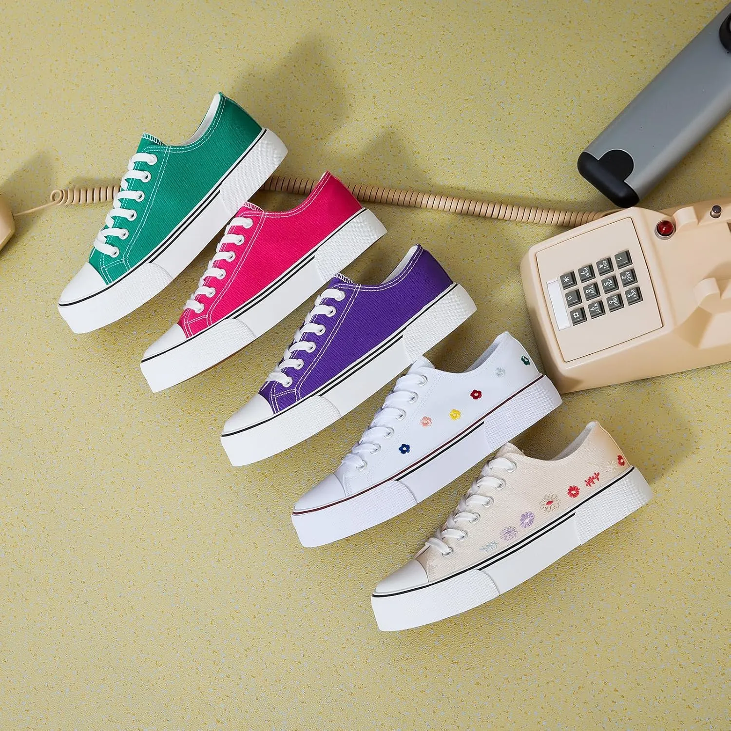 hash bubbie White Sneakers for Women Low Top Canvas Shoes Womens Canvas Sneakers Women's Fashion Sneakers Slip on Casual Tennis Shoes