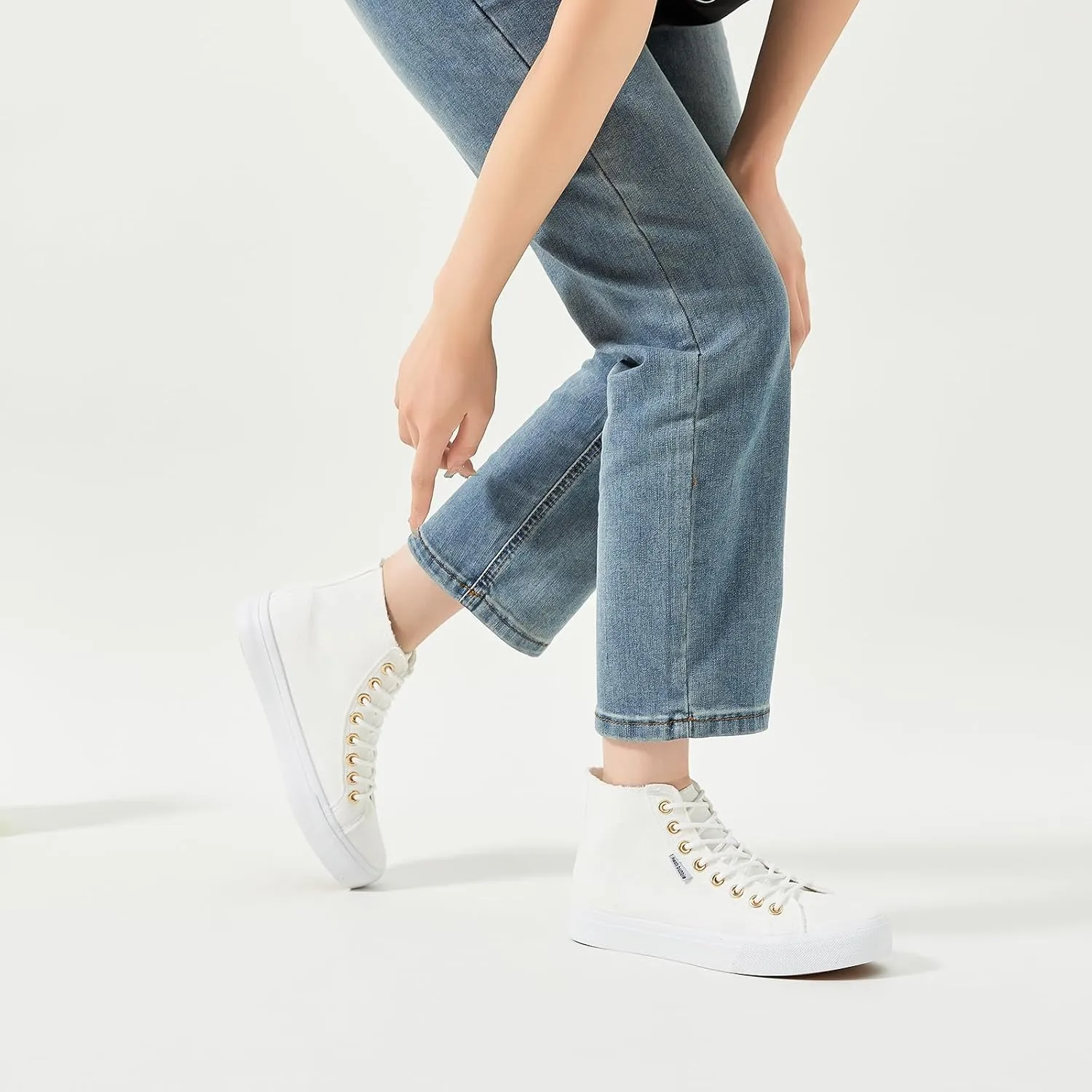 hash bubbie Women's High Top Sneakers Lace up Fashion Sneakers Suede High Tops Shoes Tennis Shoes