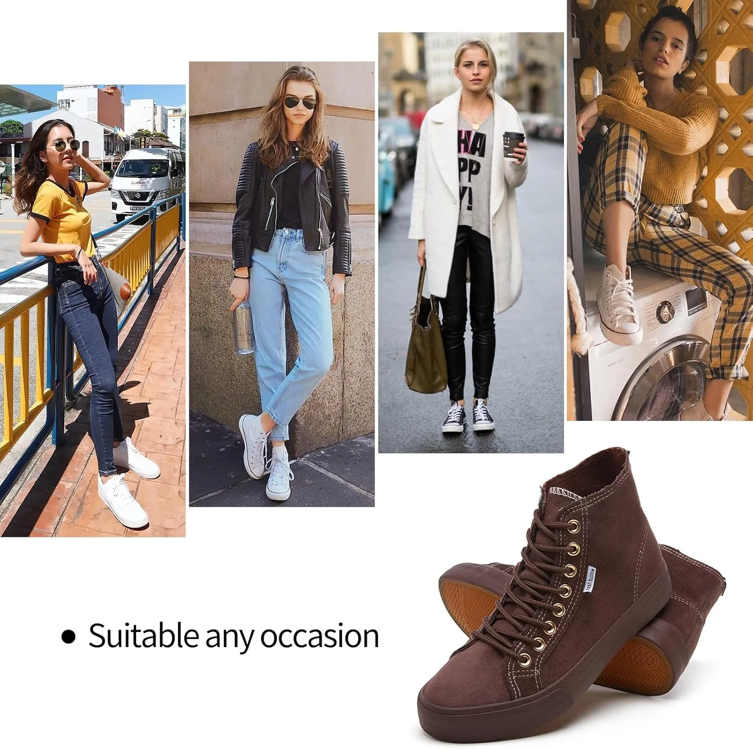 hash bubbie Women's High Top Sneakers Lace up Fashion Sneakers Suede High Tops Shoes Tennis Shoes