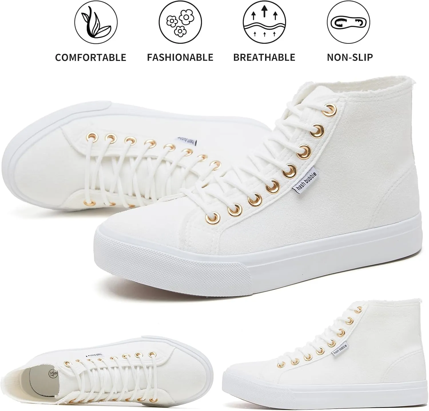 hash bubbie Women's High Top Sneakers Lace up Fashion Sneakers Suede High Tops Shoes Tennis Shoes