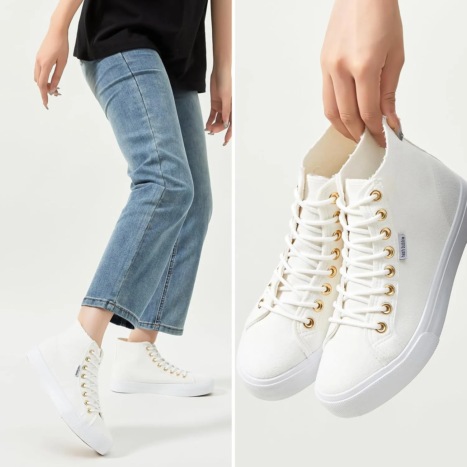 hash bubbie Women's High Top Sneakers Lace up Fashion Sneakers Suede High Tops Shoes Tennis Shoes