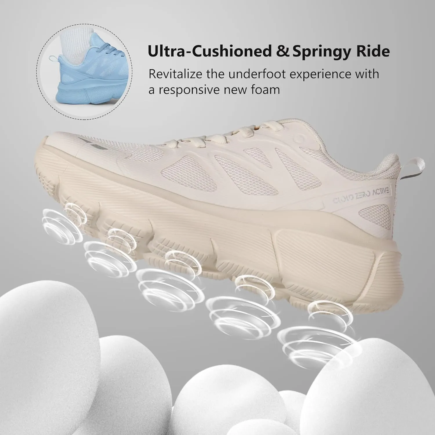 Hawkwell Women's Cloud Zero Active Walking Tennis Cushion Running Shoes Breathable Athletic Gym Workout Jogging Sports Sneakers Non Slip Medical Work Shoes