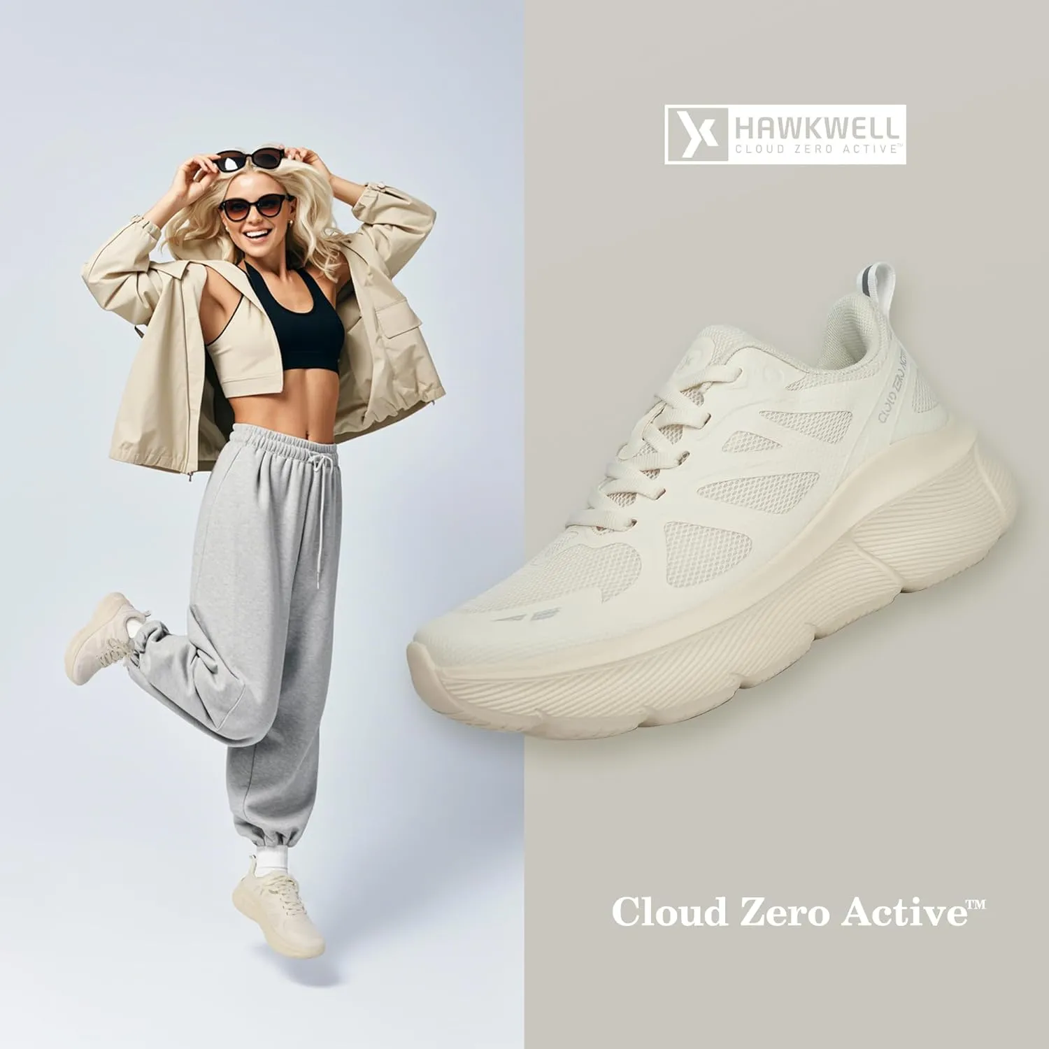 Hawkwell Women's Cloud Zero Active Walking Tennis Cushion Running Shoes Breathable Athletic Gym Workout Jogging Sports Sneakers Non Slip Medical Work Shoes