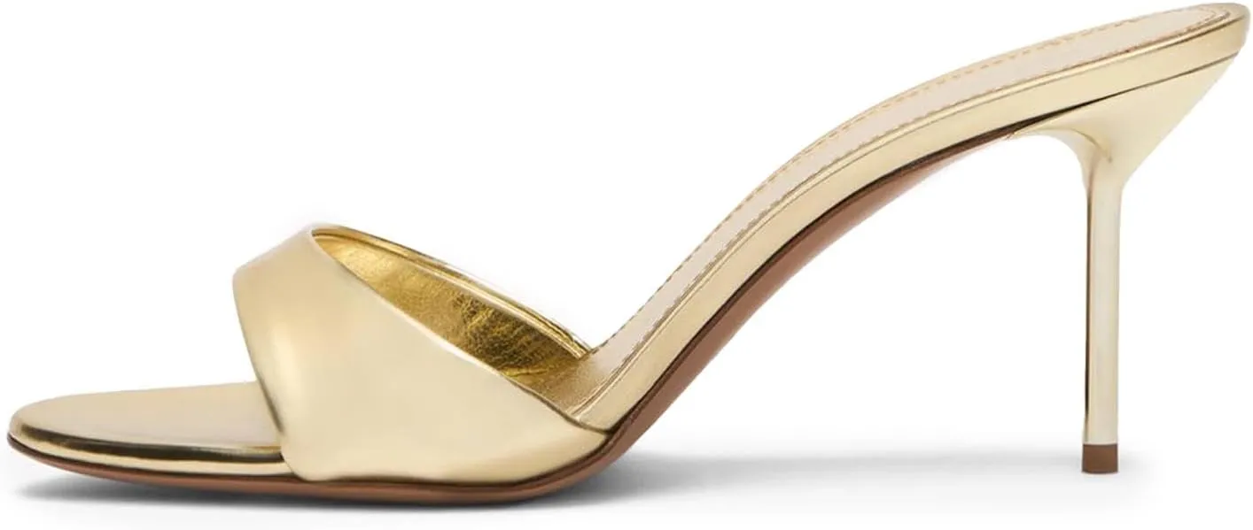 heelchic Women’s High Stilettos Heels Slip on Heeled Slides Sandals, Open Pointed Toe Mules for Women Sexy Dress Pumps Prom Dance Shoes