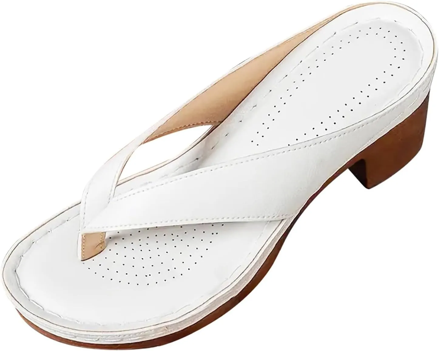 Heels for Women Flip Flops Block Low Heel Thong Sandals Summer Dressy Orthopedic Sandal Arch Support Slip On 2025 Comfortable Slip-On Open Toe Heeled Bridal Party Wedding Shoes Casual Wedge Mules