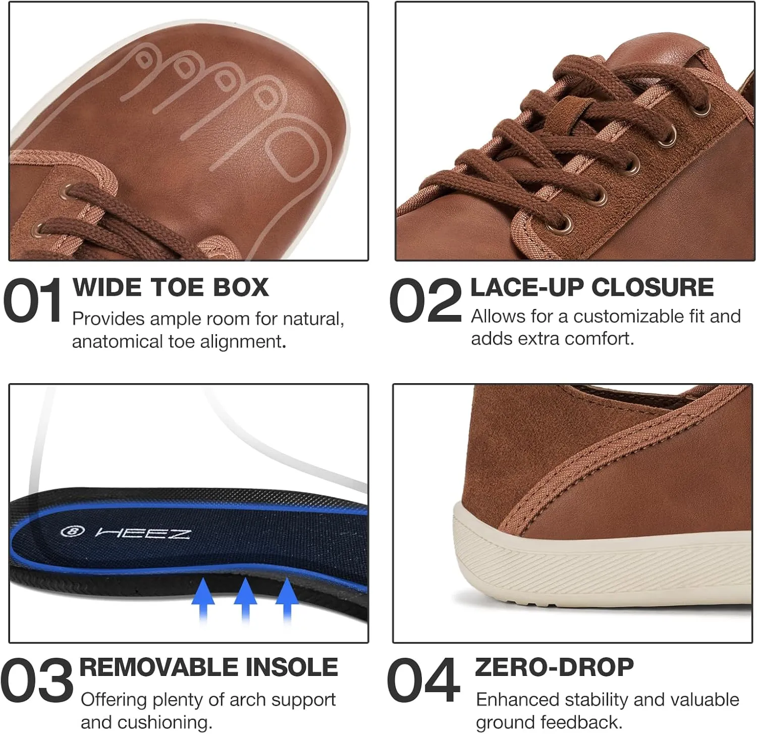 HEEZ Mens Wide Toe Barefoot Shoes 2 in 1 Slip on Mules and Breathable Sneakers for Men Lace Up Comfortable Walking Shoes