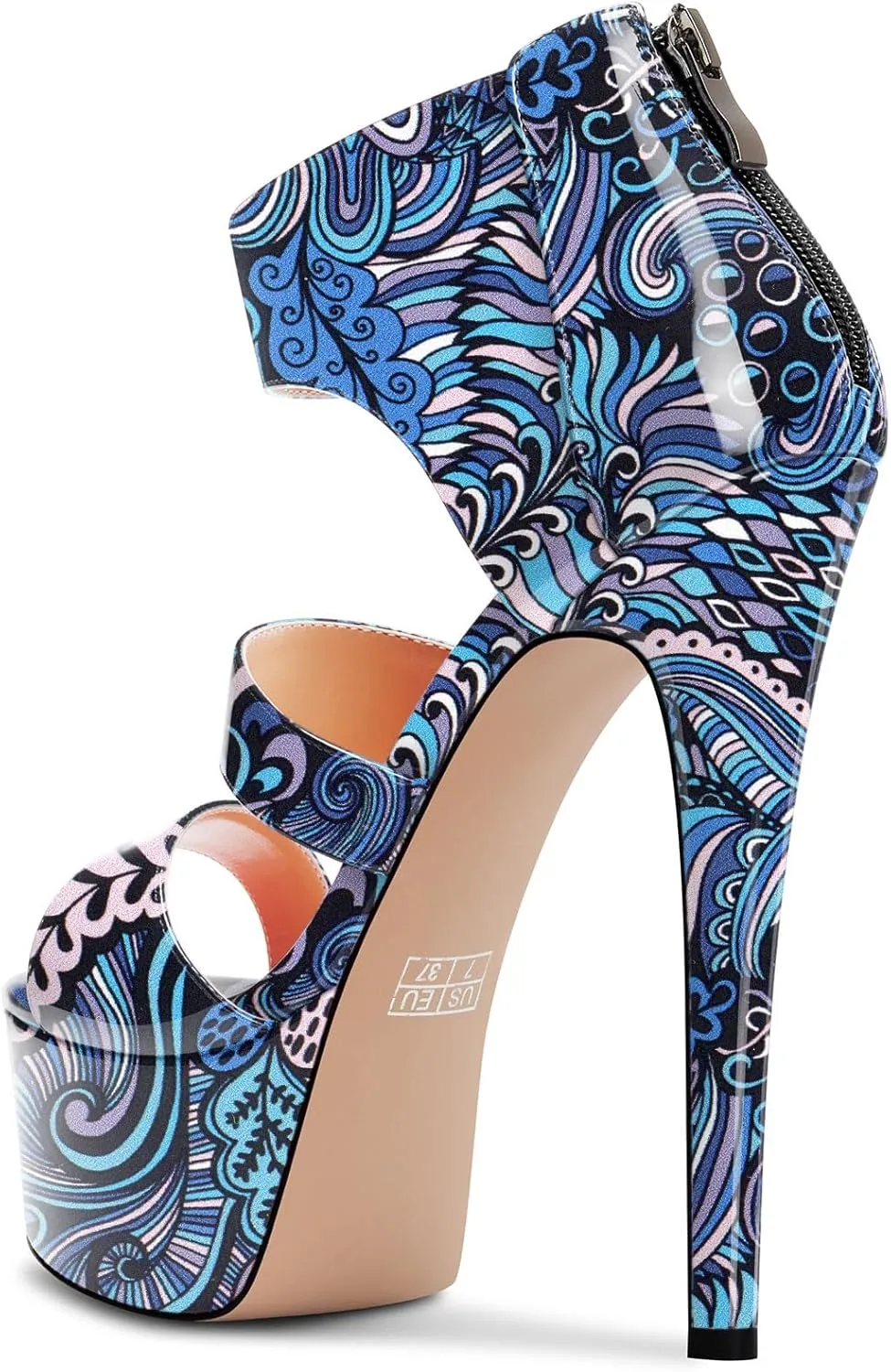 HEUIVZAR Womens Stiletto High Platform Heel Open Toe Ankle Strap Zipper Sandals Prom Party Dress Gladiator Shoes 5.9 Inches Heels