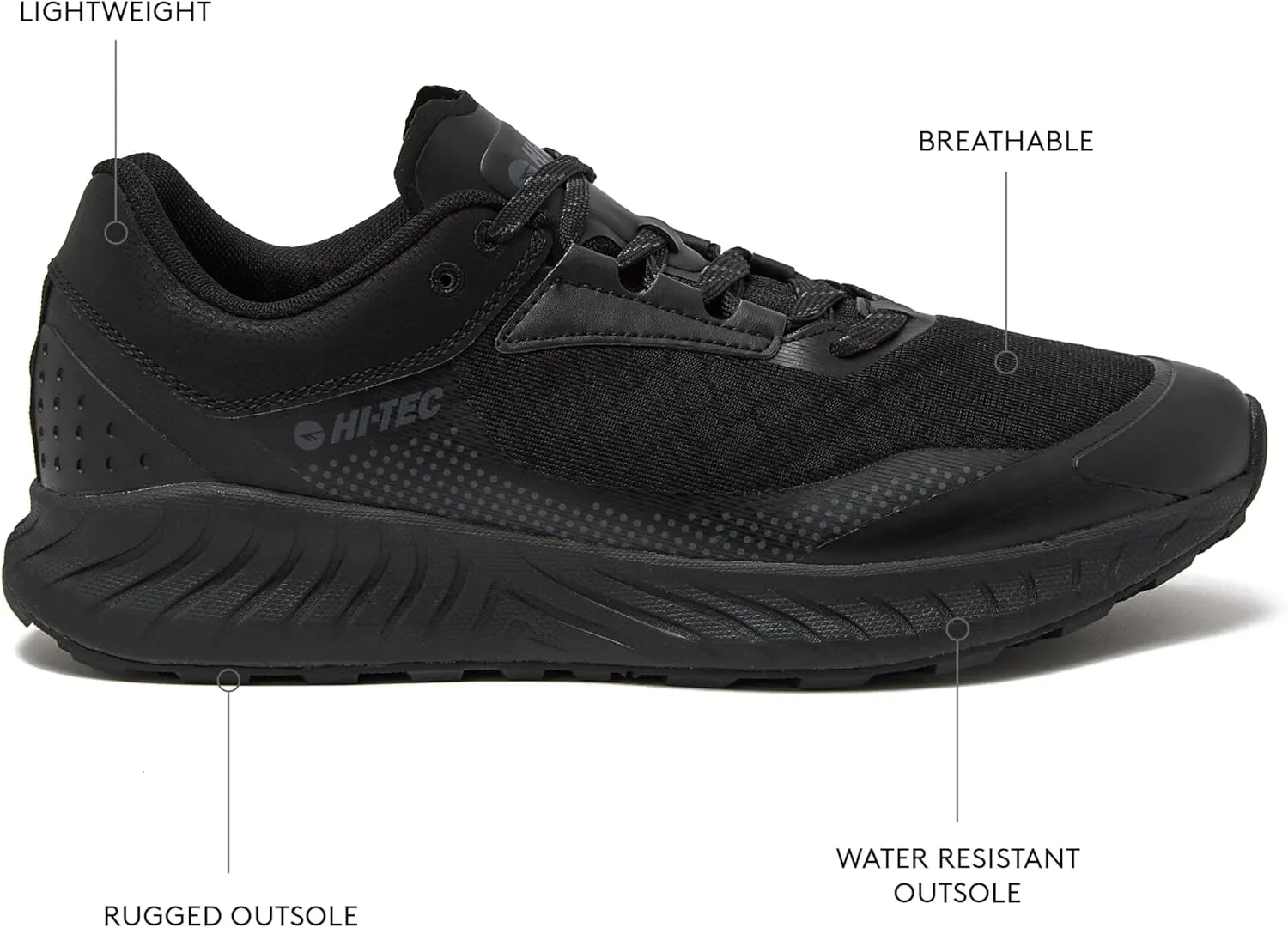 HI-TEC Avalon Trail Running Shoes for Men, Lightweight Breathable Mens Hiking Sneakers or Athletic Walking Shoes for Men, Black, Grey or Green, Size 7-14 Men Shoes