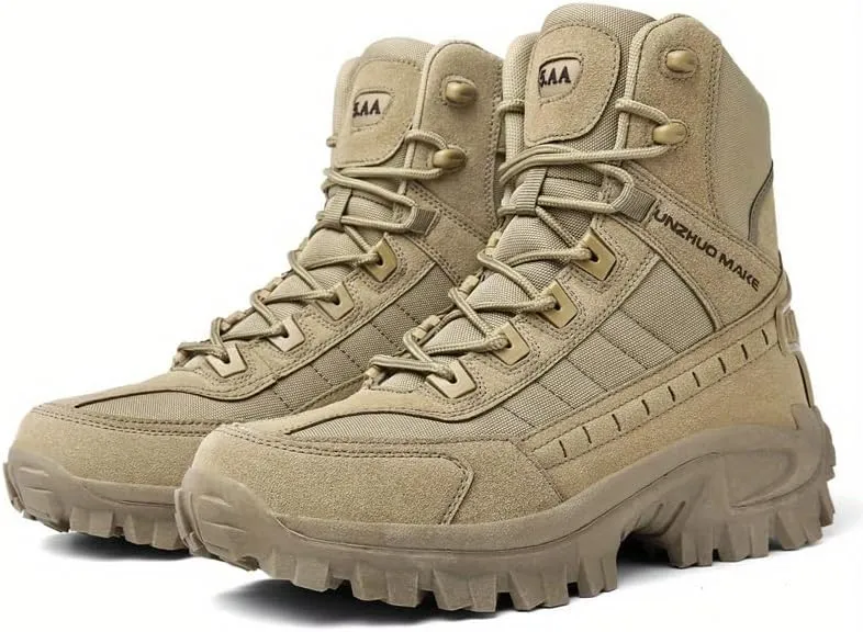 High-Top Hiking Boots for Adventures Men's High-Top Hiking Boots - Durable, Non-Slip, Lace-Up for Outdoor Adventures & Sports