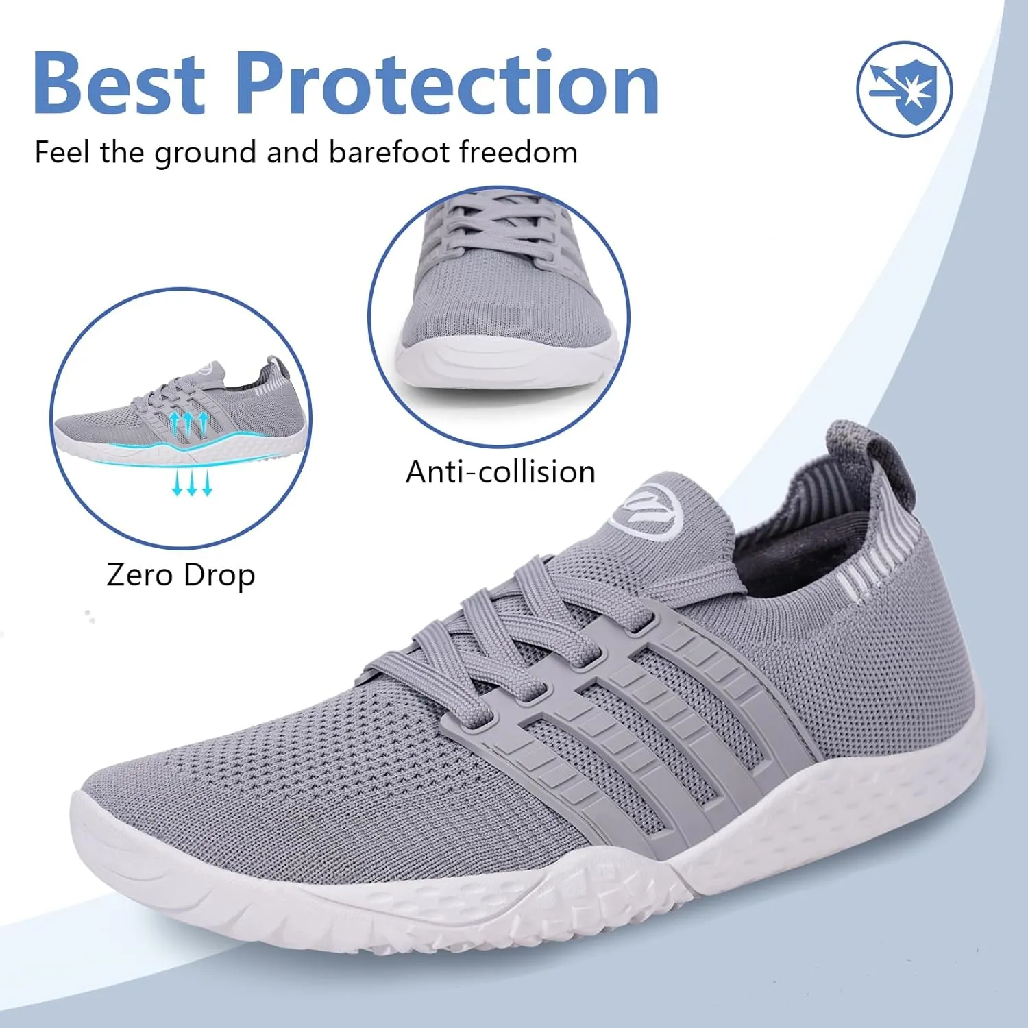 Hike Barefoot Shoes Wide Toe Box Shoes for Women Men Footwear, Minimalist Zero Drop Non-Slip Walking Sneakers, Lightweight Comfortable Casual Shoe Training Running Gym Fashion Sneakers