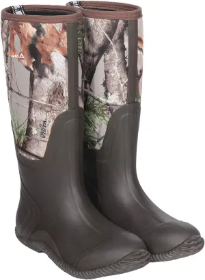 HISEA Men's Rain Boots, Waterproof Durable Insulated Rubber Boots for Men, 5 mm Neoprene Outdoor Mud Fishing Hunting Boots for Multi-Season (Black, Camo & Brown)