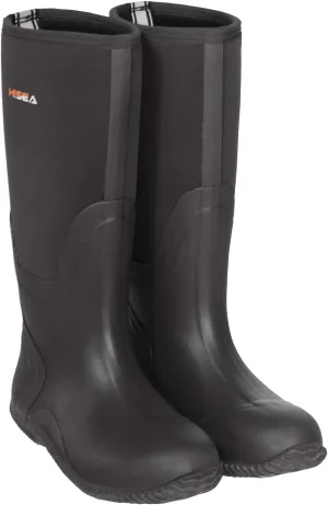 HISEA Men's Rain Boots, Waterproof Durable Insulated Rubber Boots for Men, 5 mm Neoprene Outdoor Mud Fishing Hunting Boots for Multi-Season (Black, Camo & Brown)