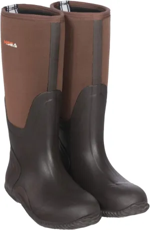 HISEA Men's Rain Boots, Waterproof Durable Insulated Rubber Boots for Men, 5 mm Neoprene Outdoor Mud Fishing Hunting Boots for Multi-Season (Black, Camo & Brown)