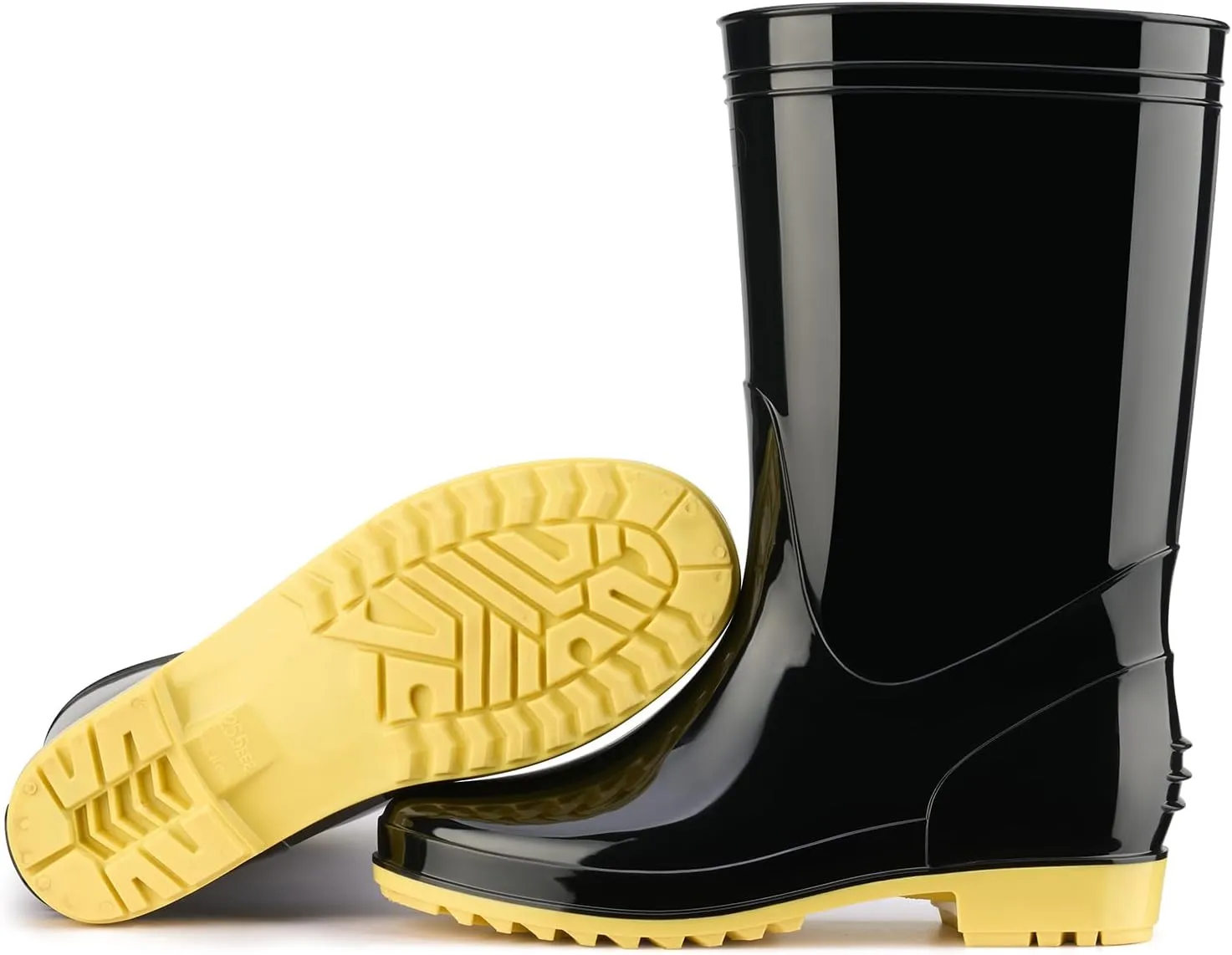 HISEA Men's Rain Boots Waterproof, Garden Fishing Outdoor Work PVC Boots, Durable Slip Resistant Boots for Agriculture and Industrial Working