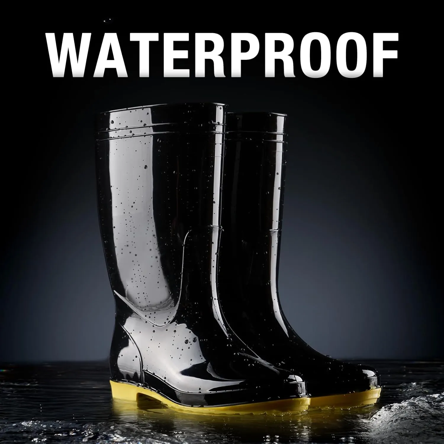 HISEA Men's Rain Boots Waterproof, Garden Fishing Outdoor Work PVC Boots, Durable Slip Resistant Boots for Agriculture and Industrial Working