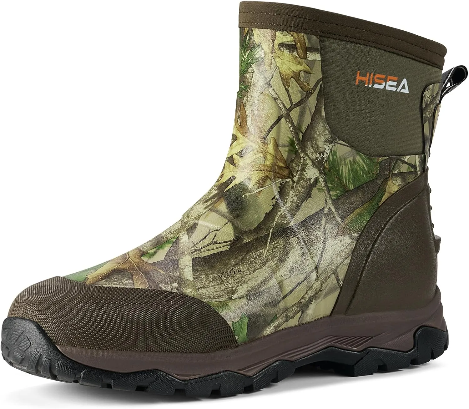 HISEA Upgraded Excursion Pro Men's Rain Boots, Ankle Height Rubber Hunting Boots Waterproof Insulated Neoprene Boots Durable Outdoor Mud Booties for Hunting Gardening Farming Fishing and Yard Work