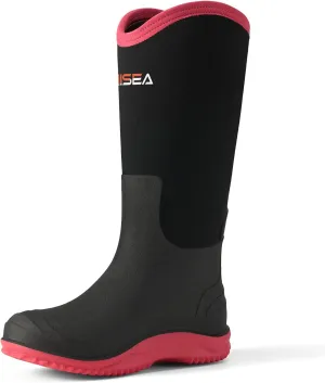 HISEA Women's Neoprene Tall Rain Boots Waterproof Garden Boots Wellington Rubber Boots