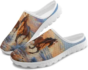 Howilath Mesh Mule Tennis Shoes for Women with Soft EVA Sole Fashion Backless Slip on Sneakers Lightweight Walking Shoes US 6-13.5