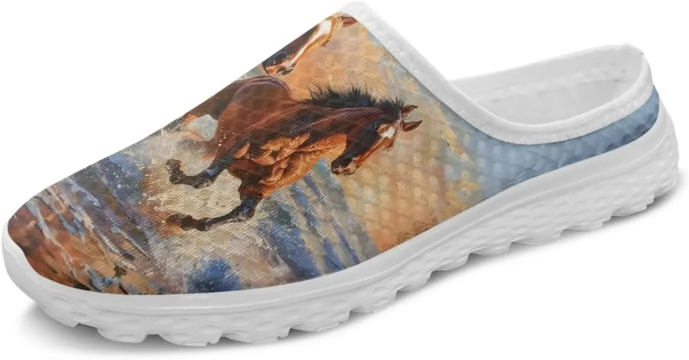 Howilath Mesh Mule Tennis Shoes for Women with Soft EVA Sole Fashion Backless Slip on Sneakers Lightweight Walking Shoes US 6-13.5