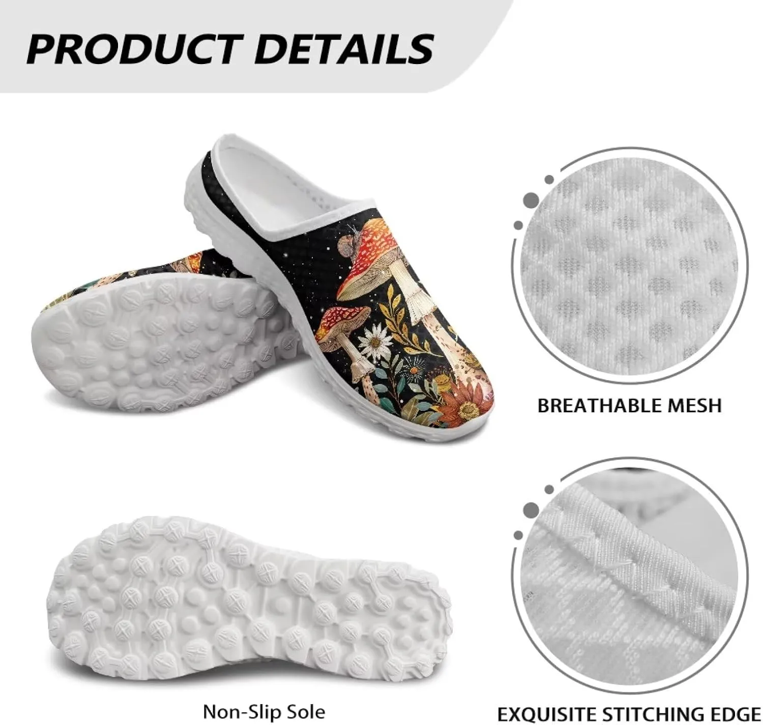 Howilath Women's Slip On Mules Shoes Closed Toe Sandals Backless Low Wedge Slides Clogs Breathable Walking Shoes US Size 6-13.5
