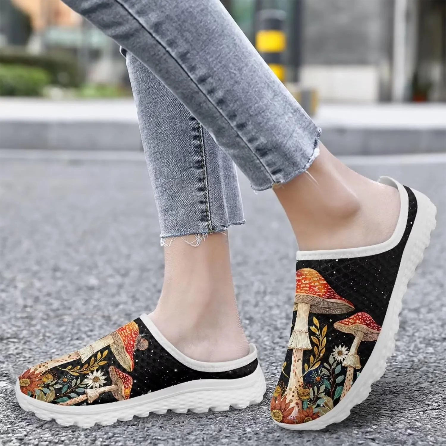 Howilath Women's Slip On Mules Shoes Closed Toe Sandals Backless Low Wedge Slides Clogs Breathable Walking Shoes US Size 6-13.5