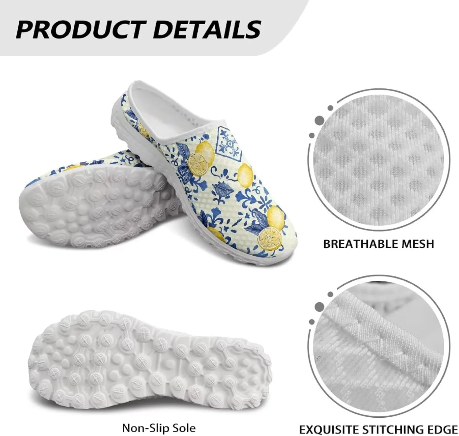 Howilath Women's Slip On Mules Shoes Closed Toe Sandals Backless Low Wedge Slides Clogs Breathable Walking Shoes US Size 6-13.5