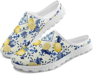 Howilath Women's Slip On Mules Shoes Closed Toe Sandals Backless Low Wedge Slides Clogs Breathable Walking Shoes US Size 6-13.5