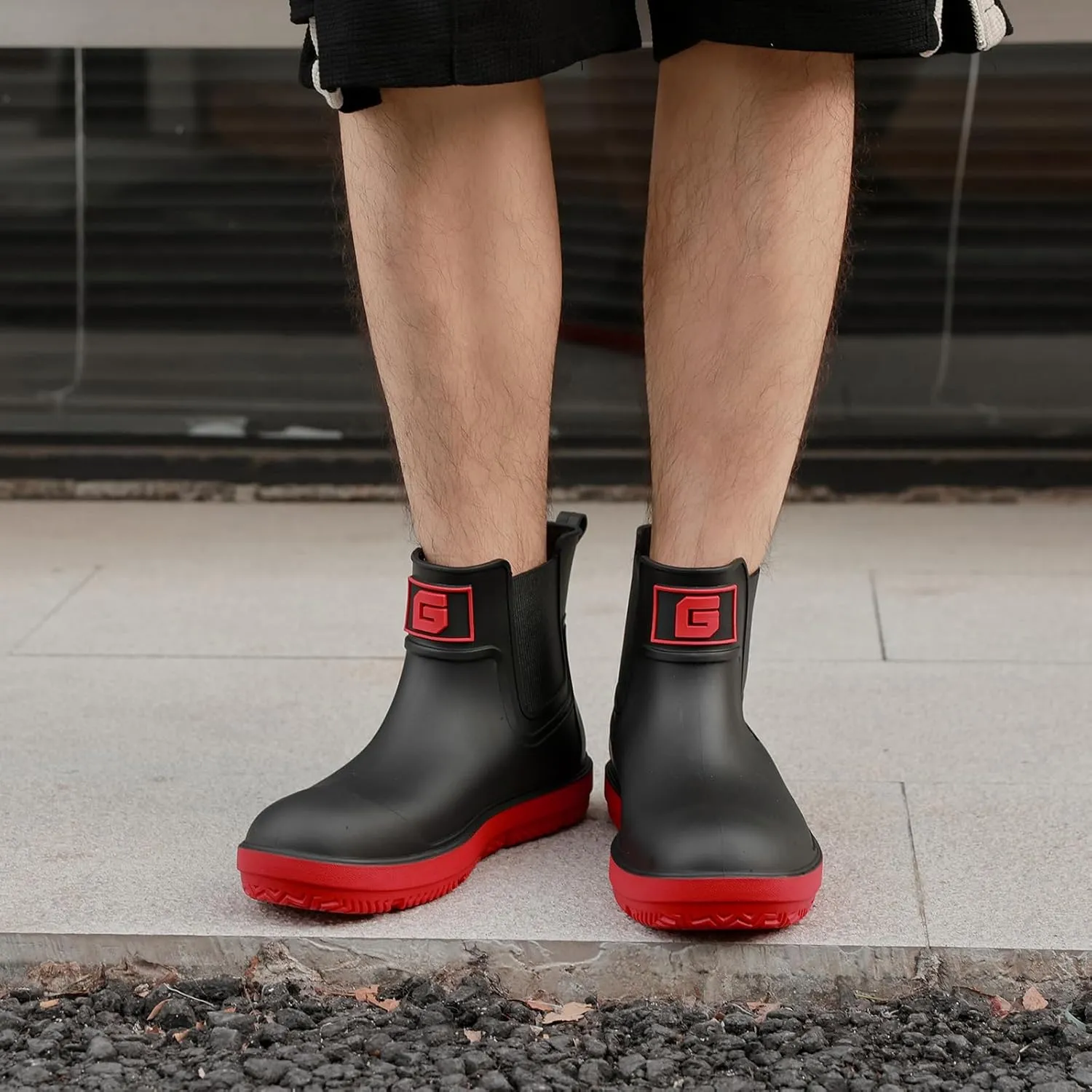 HSBDNZQ Deck Rain Boots Men Women, Short Waterproof Rubber Boots, Anti Slip Lightweight Water Shoes Unisex, Original Chelsea Garden Boots, Durable Fishing Boots Outdoor, Mud Work Booties