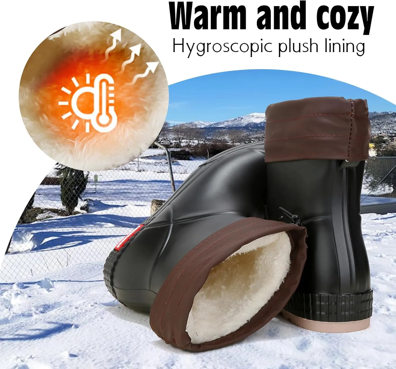 HSBDNZQ Rain Boots for Women, Lightweight Warm Waterproof Rain Boots, Anti-Slipping Garden Boots Soft and Durable, Chelsea Rain Boots with Comfortable Insoles for Outdoor